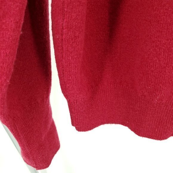 Men's 100% Lambswool Land's End V-Neck Sweater Large Tall Red Made in Scotland - Picture 12 of 14